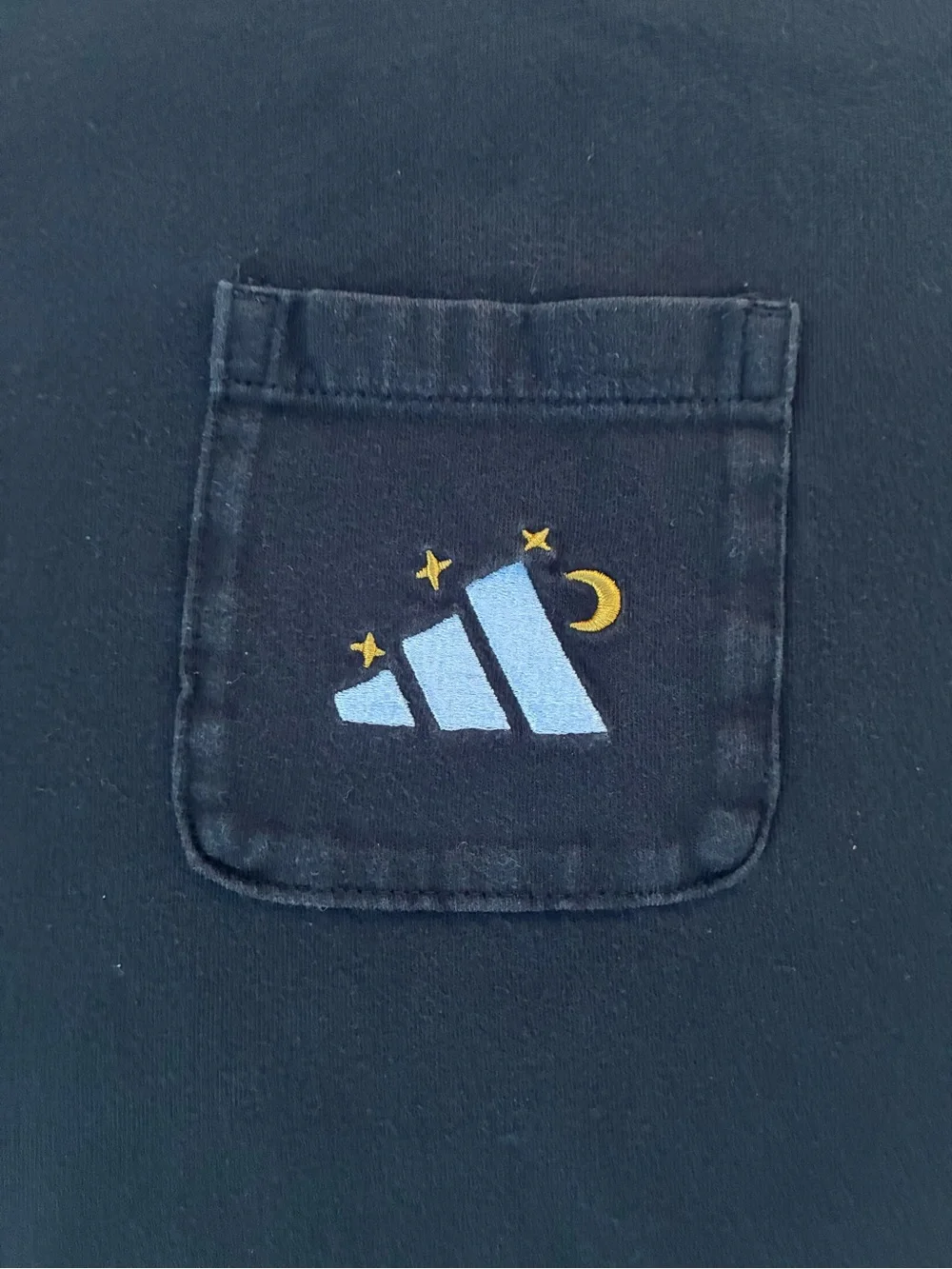 adidas Black Pocket Crew Tee with Small Multicolor Logo